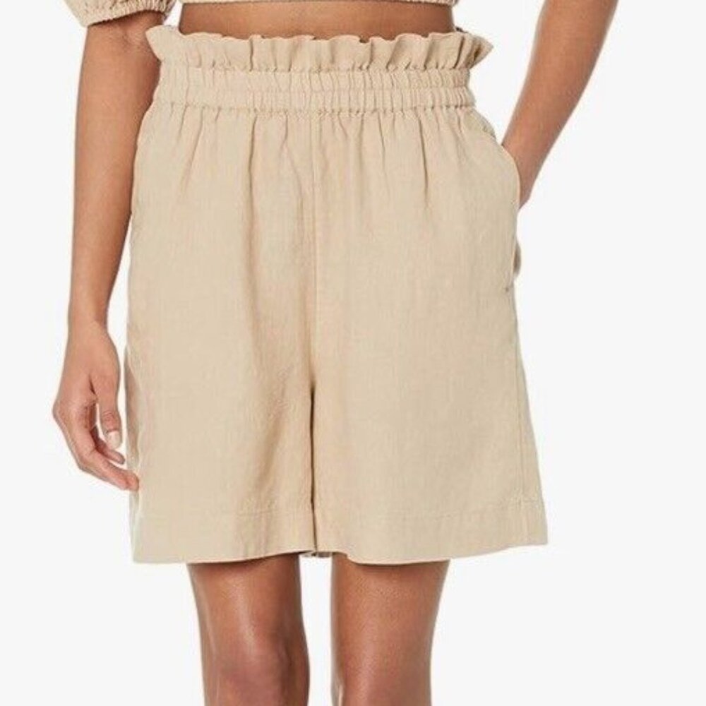The Drop Women's Standard Priya Pull-on Linen Short XL HUMMUS